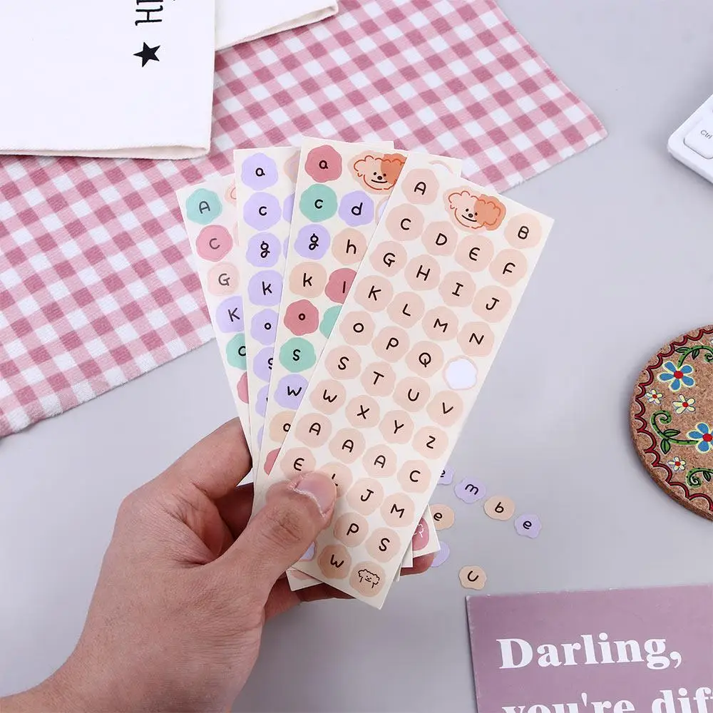 Diario Planner Cartoon Dog Sticker Alphabet Stationery Sticker English maiuscolo Lowercase English Letter Label Sticker