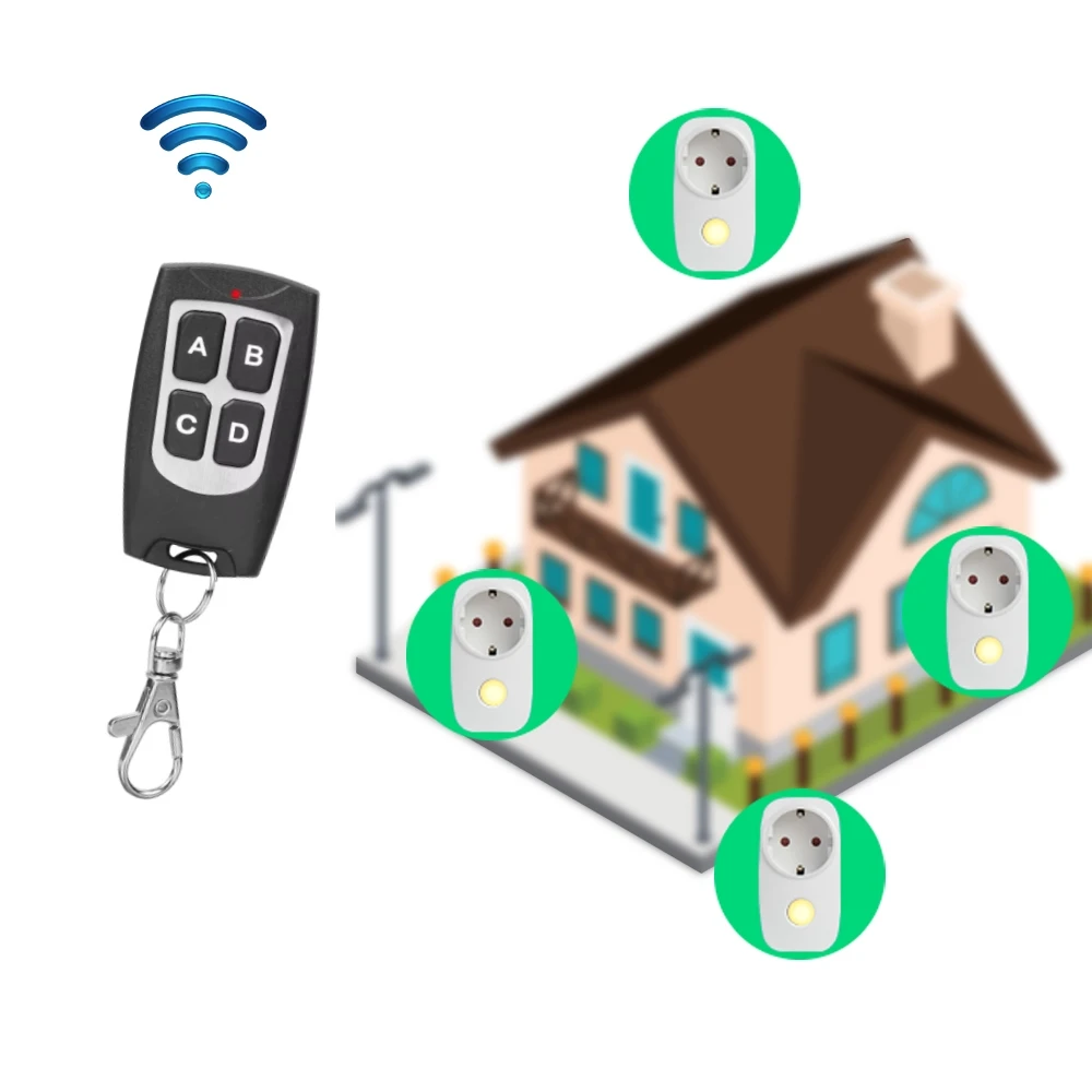 

Smart EU Wall Socket Wireless Remote Control Switch Electrical Outletand 433mhz Transmitter 220V 16A Plug for LED/Light/Lamp
