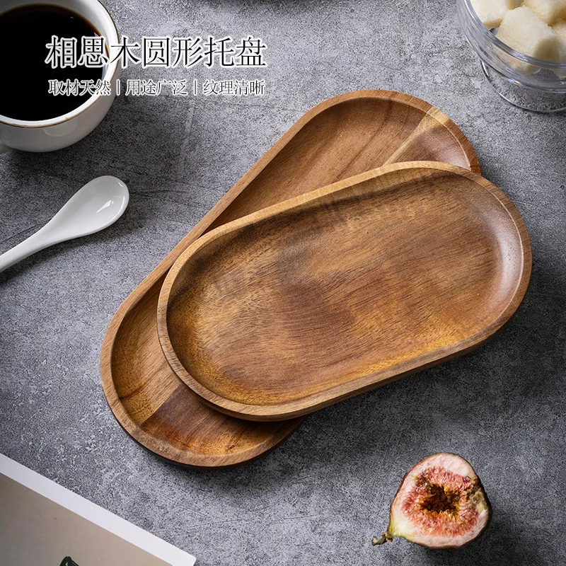 Acacia coaster tea tray hotel solid wood tray creative fruit dessert plate rectangular pot bearing dry bubble tray