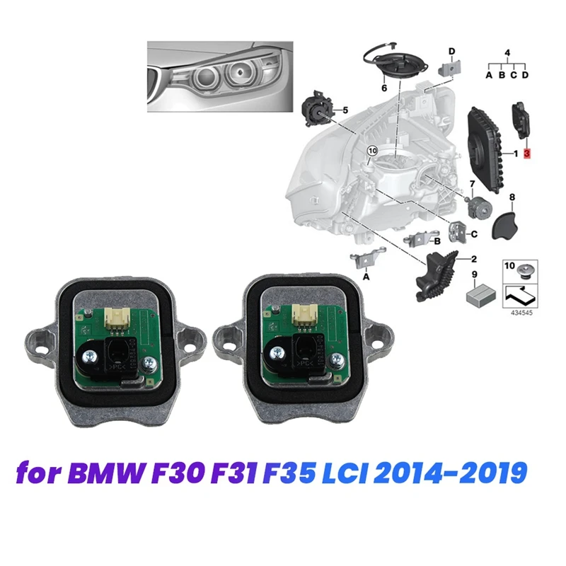 

2шт 63117419615 Маленький светодиодный модуль источника света для BMW F30 F31 F35 LCI 2014-2019 модуль ходовых огней Angel Eye DRL