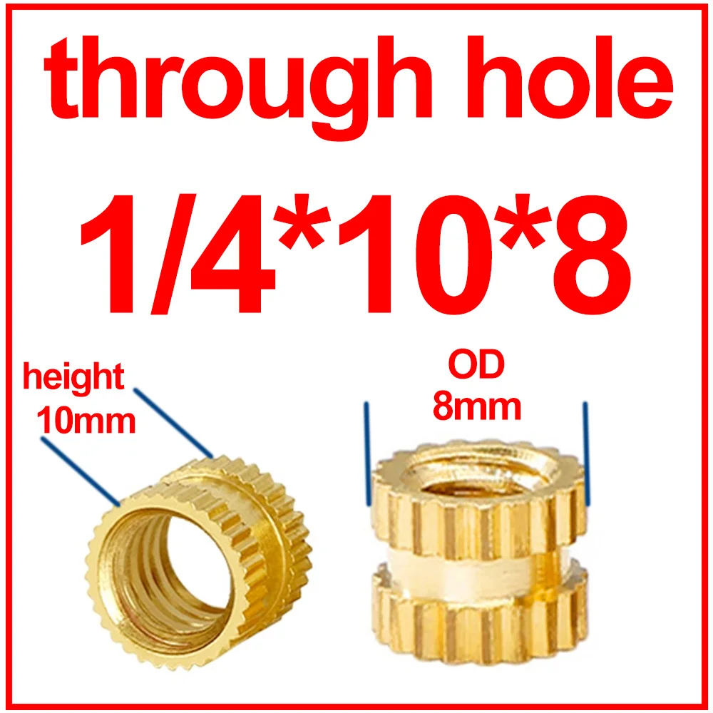 20/30PCS 1/4 Messing Warmte Schroefdraad Insert Moer Inch Grootte Gekartelde Hot Melt Molding Injectie Ingebed inbrengmoer van 3D Printer