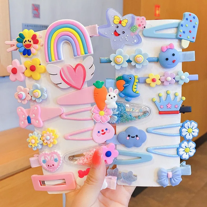 2023 new fashion children\'s silicone hairpin hairpin new Bao Bao cute broken hair clip everything princess rainbow flower headdr