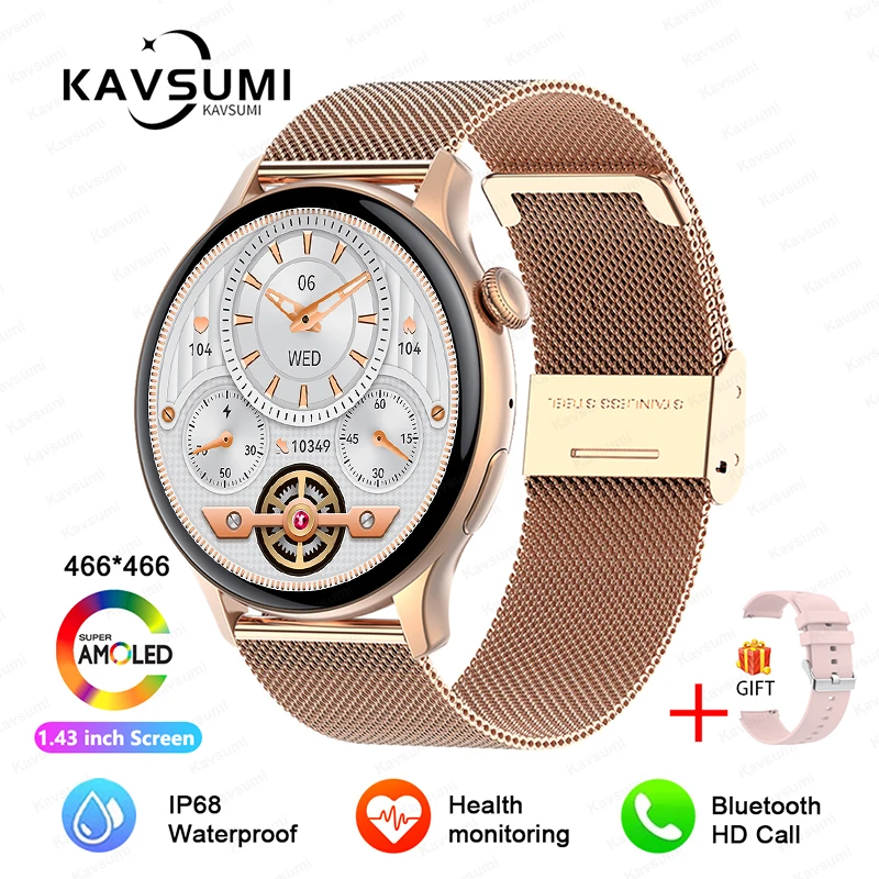 GUHUAVMI 2025, NEUE NFC-GPS-Smartwatch für Damen, AMOLED, immer auf dem Display, BT-Anruf, Herzfrequenz, Blutdruck, Fitness-Track, Smartwatch für Damen 10