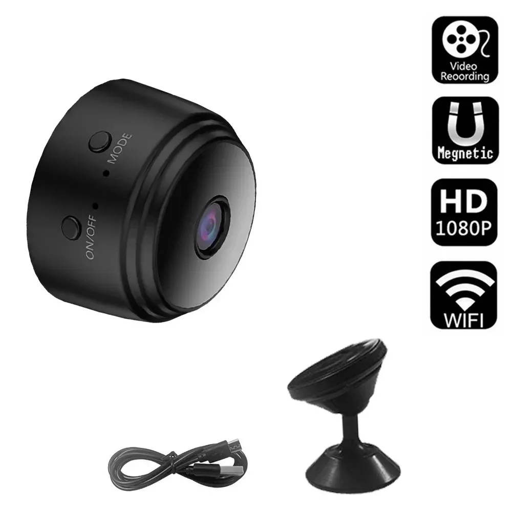 Mini Cámara Inalámbrica HD, Cámara de Seguridad Wifi, Cámara Interior/Exterior para el Hogar, Cámara Portátil Inteligente para Mascotas, Pequeña Cámara para Niñera