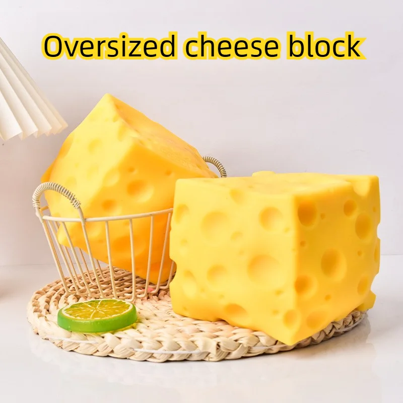 

Jumbo Cheese Cube Stress Ball Big Cheese Shapeable Squeeze Ball Non-Bounce Fidget Toy Sensory Anti-Stress Christmas Gift