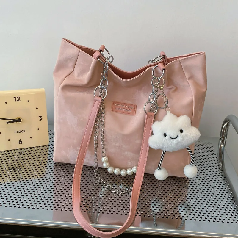 

2025 Spring New! Casual Large - capacity Chain Tote Bag for College Students and Commuters - Fashionable Shoulder Style