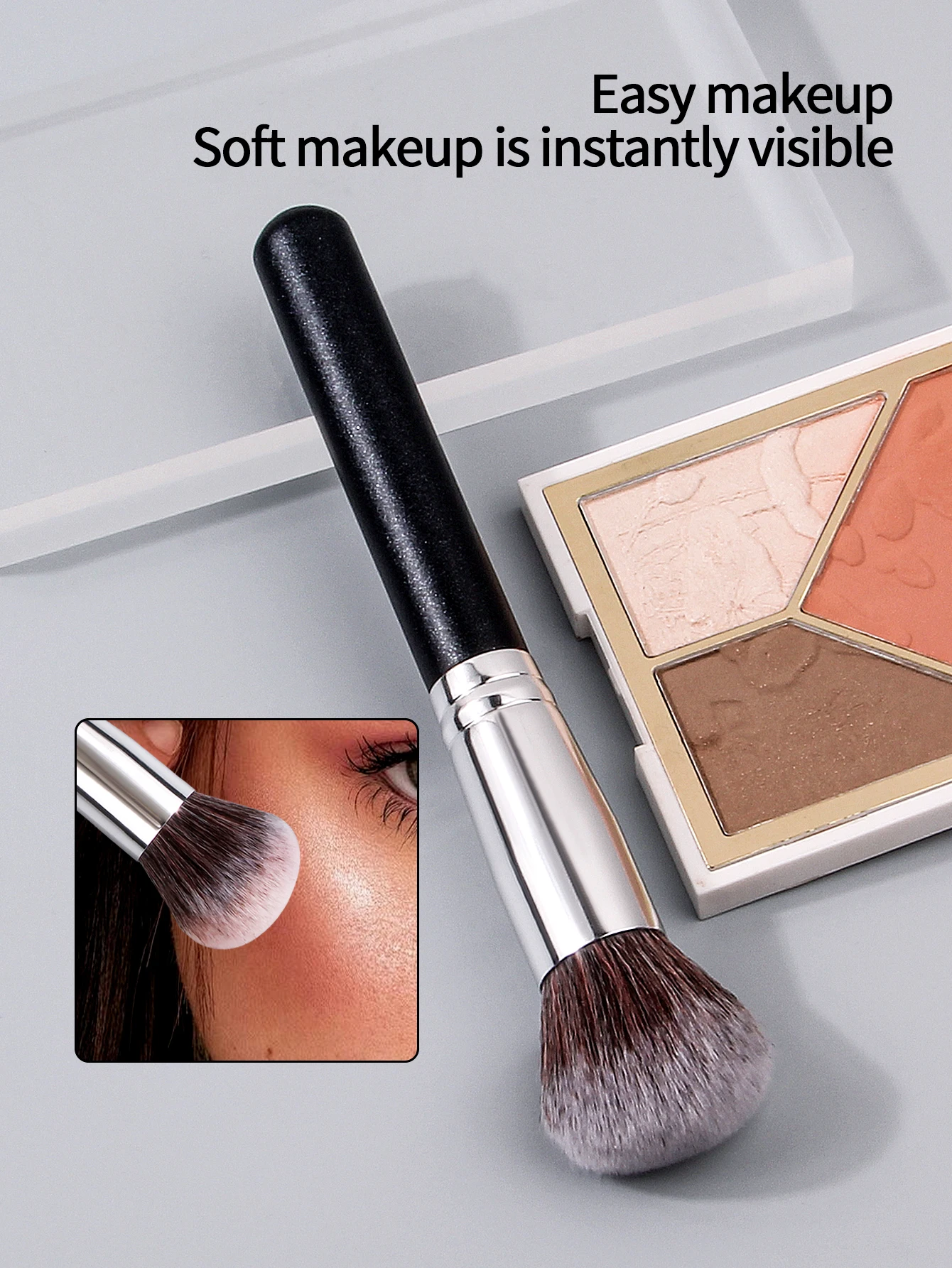 1-teiliger weicher Rougepinsel mit Holzgriff, Konturierpinsel, Mehrzweck-Gesichts-Make-up-Pinsel für Anfänger, langlebiges Make-up-Werkzeug