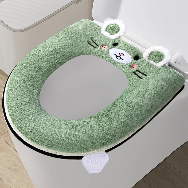 Home cute toilet seat cover warm winter closestool cushion WC Cape zipper Four Seasons universal soft toilet seat pad potty mats