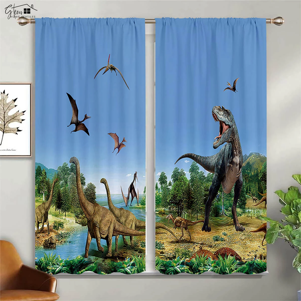 

Dinosaur Animal Pattern Decorative Curtains Cartoon Bedroom Living Room Children's Room Polyester Fiber 3D Printing Curtains