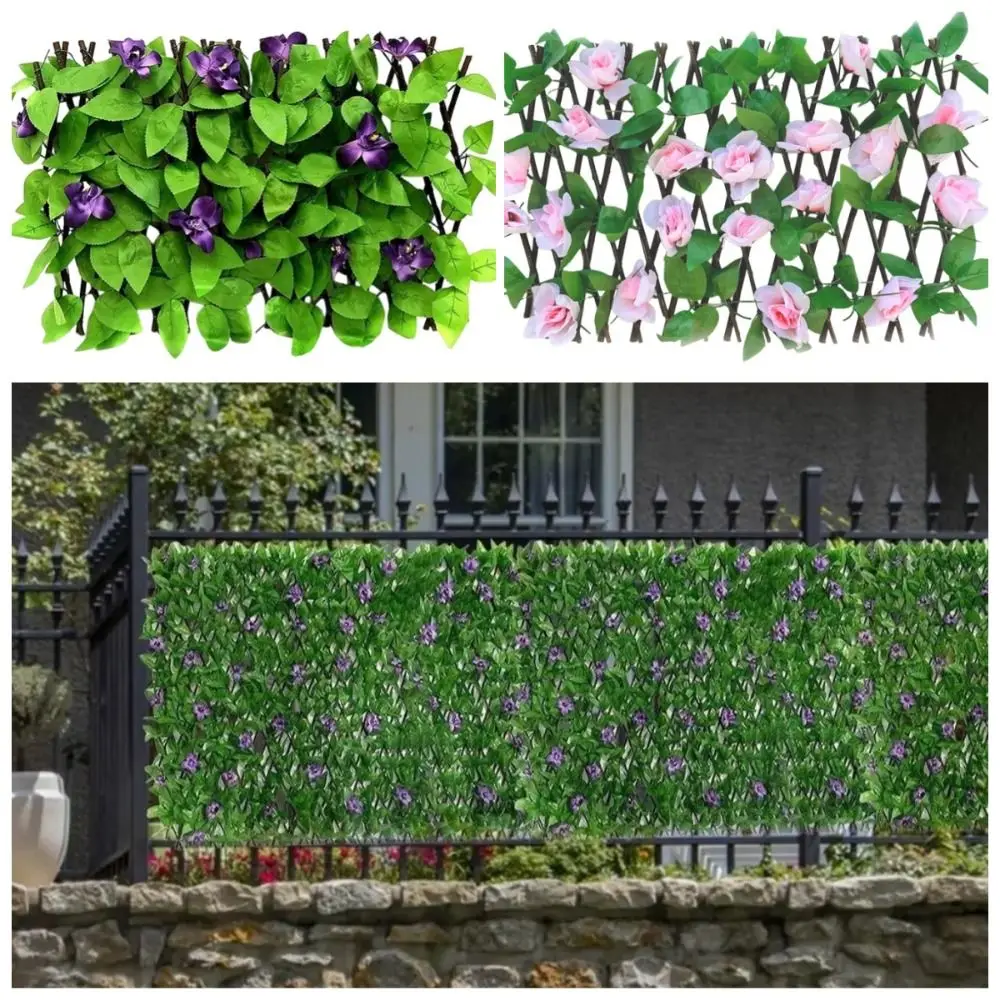 Verstellbarer Künstlicher Blätter-Sichtschutzzaun, Flexibles Dekoratives Garten-Gitter, Einfach zu Installierender Sonnenblumen-Erweiterbarer Sichtschutzzaun