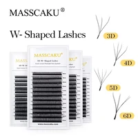 MASSCAKU-extensiones de pestañas en forma de W, 3D C/D, ventiladores de volumen prefabricados, estilo W, cómodo, nuevo volumen, pestañas postizas naturales