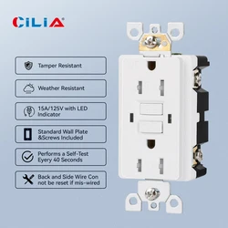 GFWR self-checking smart lock professional ultra-thin GFCI weatherproof outlet with added PVC pure white panels