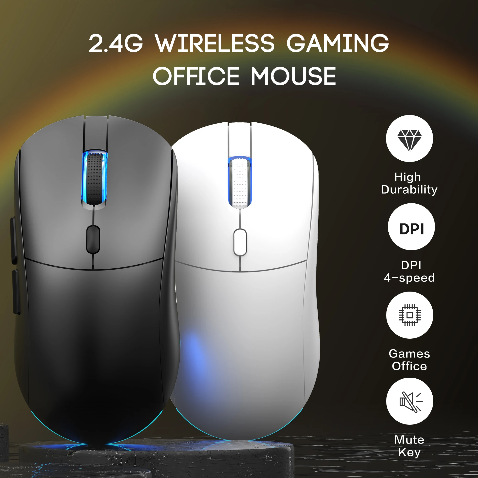 

Беспроводная игровая мышь 2.4G с RGB-подсветкой, перезаряжаемая, эргономичный дизайн