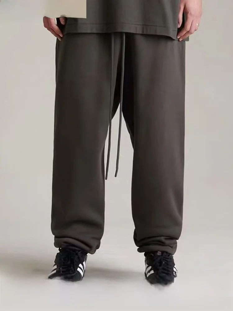 

Casual Dstring Trousers Spor Loose Fit Youth Cotton Polyester Blend Straight Leg Spring Autumn Wear Comfortable Pants