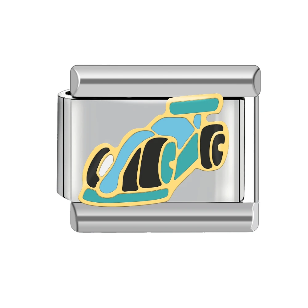 2024 novos elementos de corrida charme italiano aço inoxidável 9mm diy pulseira carro jóias fazendo contas