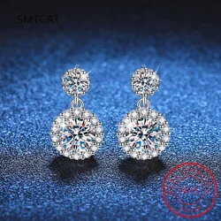 1ct Moissanite Earrings for Women S925 Sterling Sliver 18k White Gold Plated Diamond Drop Earring Gifts