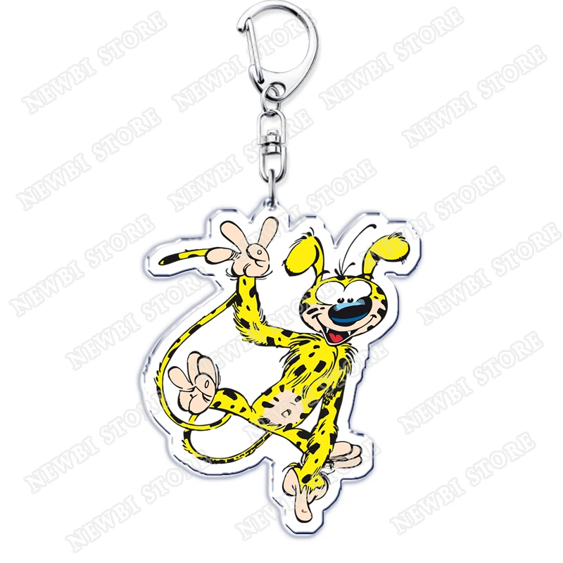 Classic France Comic Character Keychains for Women Accessories Bag Yellow Belgium Keyrings Jewelry Friends Fans Gifts