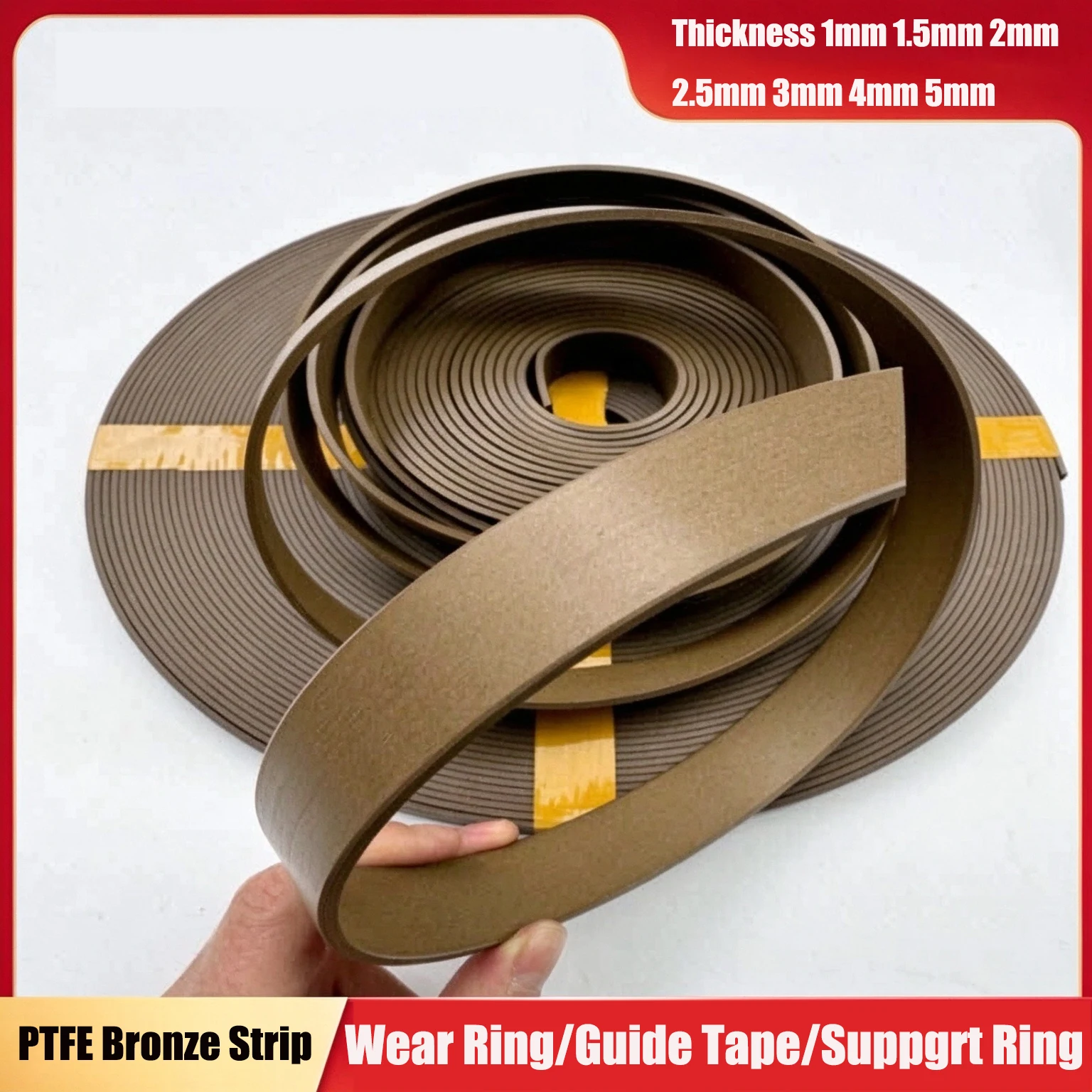 1Meter Thickness 1/1.5/2/2.5/3/3.5/4/5mm Wear Tape WR Hydraulic Seal Industry Parts Support Ring PTFE / Bronze Seal Guide Ring