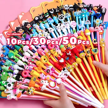 10-50pcs/lot Cartoon Cute Gel Pen 0.5mm Black Ink Kawaii Neutral Pens Kids School Writing Stationery Office Signature Supplies