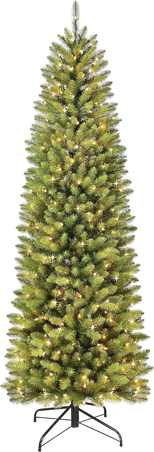 Pre-Lit Fraser Fir Pencil Artificial Christmas Tree with 650 UL Listed Clear Lights