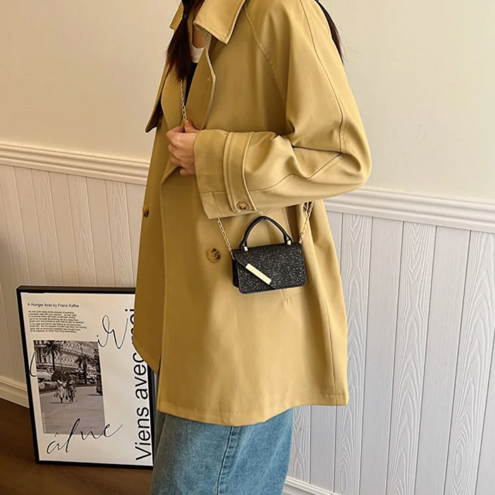 Trendy Mini Square Bag Shoulder Bag Korean Style Sparkling Handbag Daily Commuting Bag Casual Messenger Bag