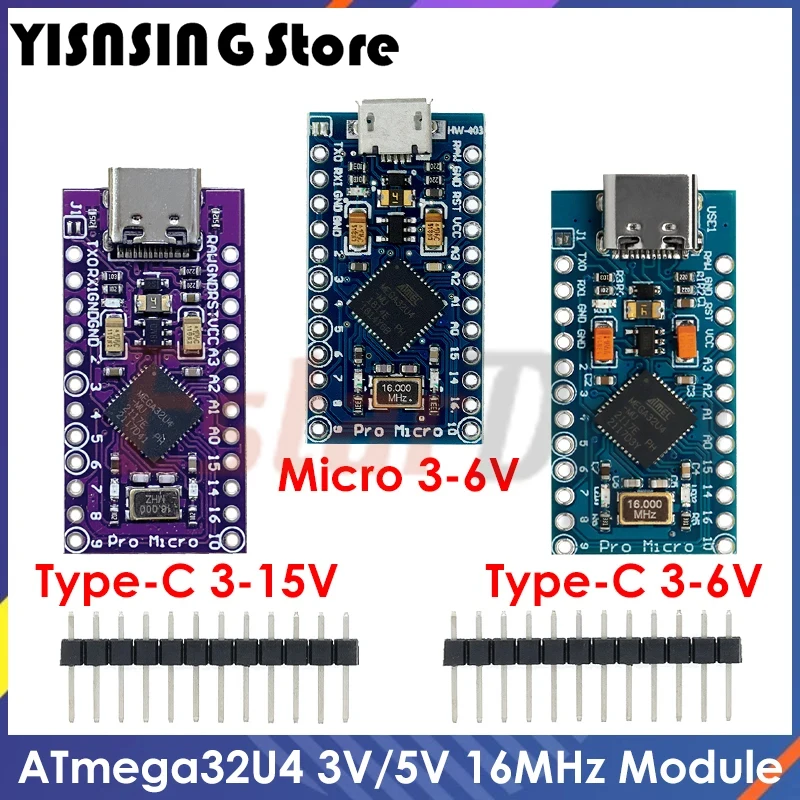 MICRO/TYPE-C USB ATMEGA32U4 Module 5V 16MHz Board For Arduino ATMEGA32U4-AU/MU Controller Pro-Micro Replace Pro Mini