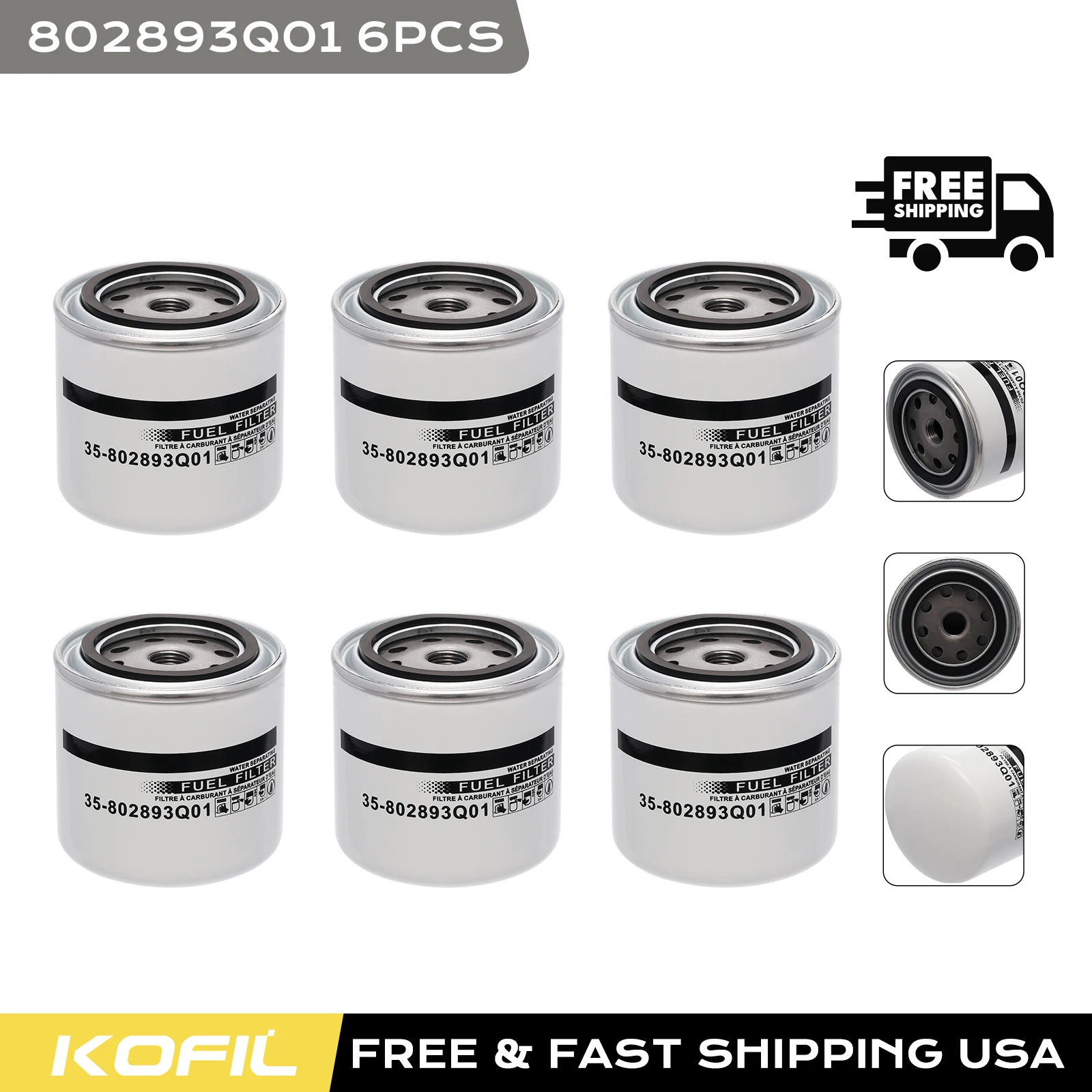 

6 шт. 35-604941 802893Q01 Фильтр разделения топливной воды для подвесных двигателей Mercury Marine, MerCruiser Sterndrive и встроенных двигателей