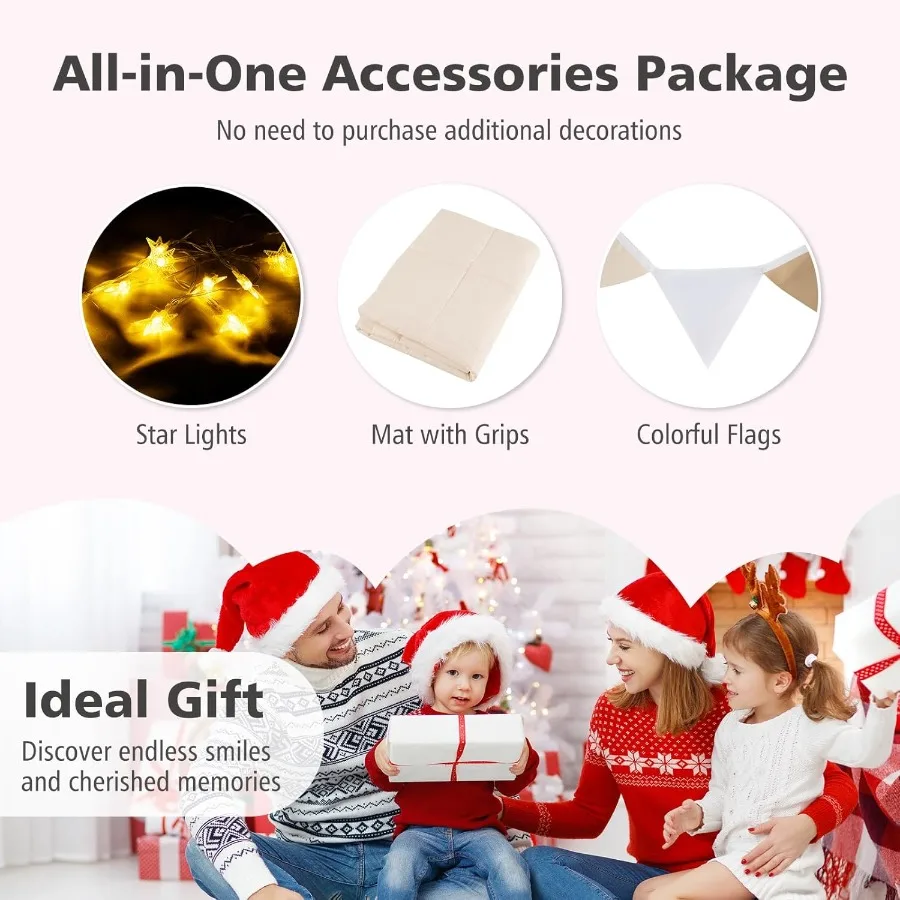 خيمة لعب مع توهج في الظلام، حصيرة قابلة للغسل، نوافذ ضوء النجوم، ألعاب مسرح كبيرة مضادة للرحلات للأولاد والبنات في الأماكن المغلقة والخارجية