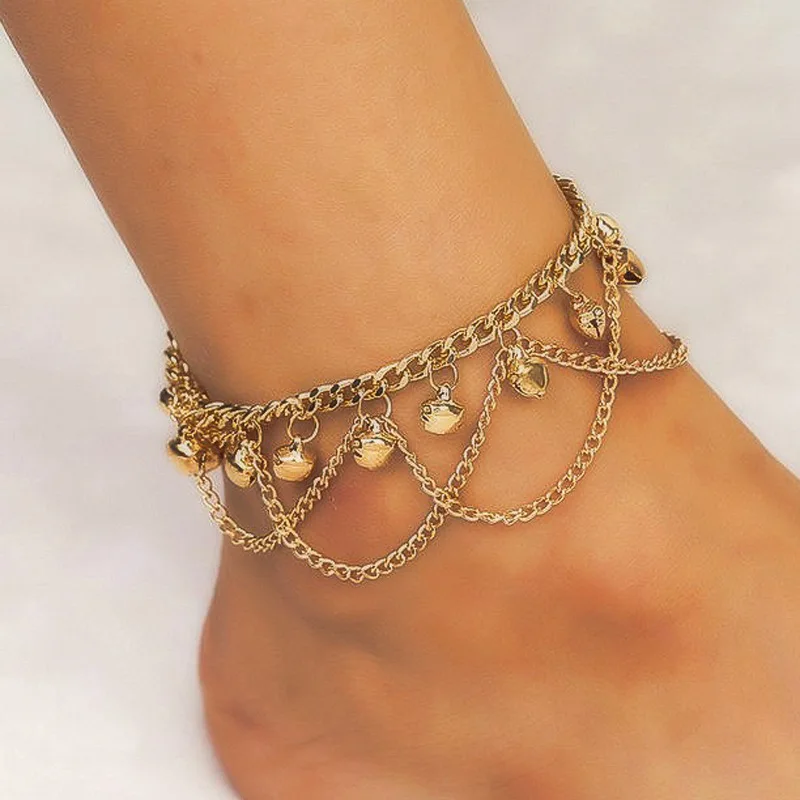 Bohemian Bell Anklet Charms Ankle Bracelet Halhal Jewellery Vintage Tassel Anklets For Women Indian Jewelry Beach Foot Bracelet