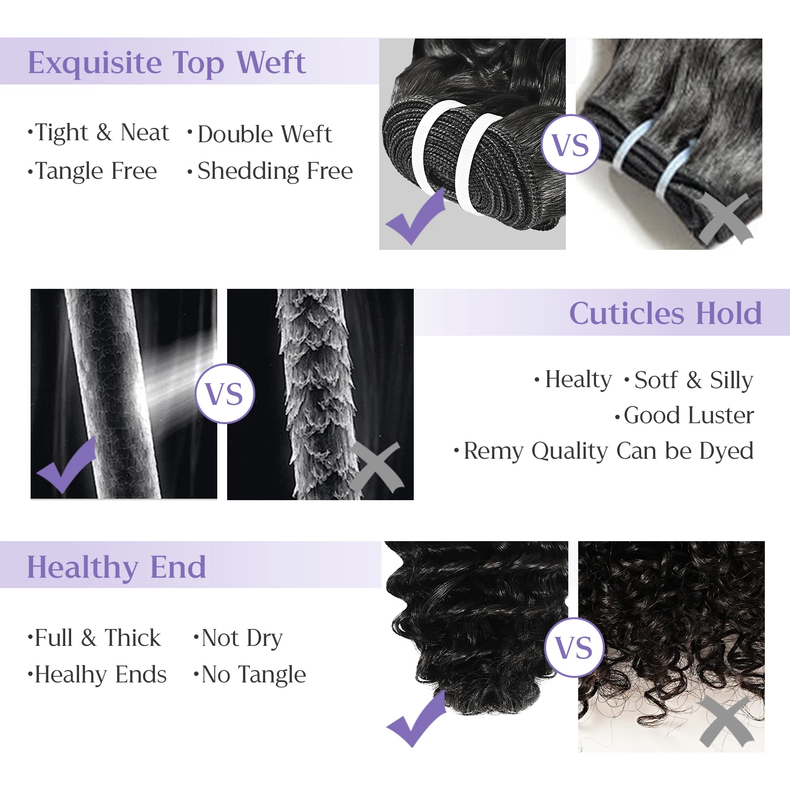 Powcign 100g/pc ディープウェーブダブルウェフト人毛エクステ、100%未処理バージン人毛、女性のための目に見えない高品質