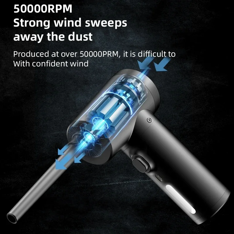 2024 New Wireless Air Duster 50000RPM Dust Blowing Gun USB Compressed Air Blower Cleaning For Computer Laptop Keyboard Cleaning