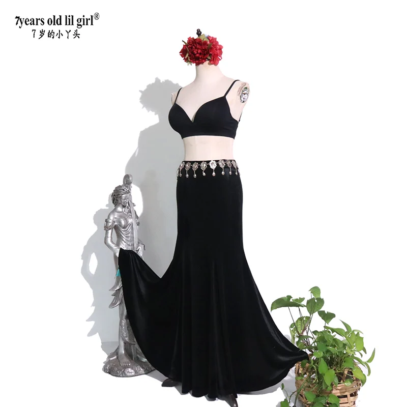 

Женская бархатная юбка для танца на животе, танцевальная одежда для фитнеса и выступлений FM02