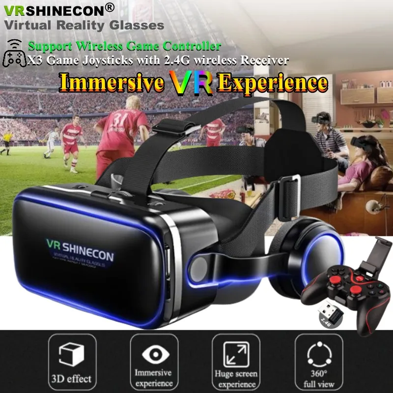 

Virtual Reality VR Glasses IMAX 3D Glasses Google Cardboard Box Stereo Headset Helmet for 4.5-6.5" Phone+2.4G X3 Game Joystick