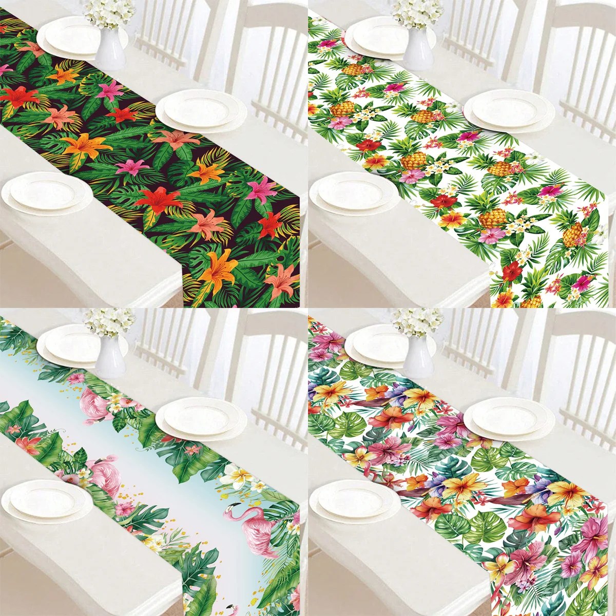 Hawaiian Floral Table Runner Hawaii Tropical Party Decorations Holiday Kitchen Party Home Decoration Summer Beach Party Supplies