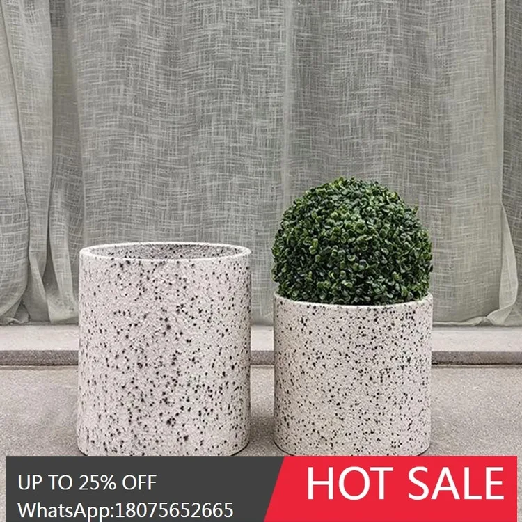 

SGF Nordic Style Sandblasted Stone Color Fiberglass Floor Combination Flower Pot Soft Decoration