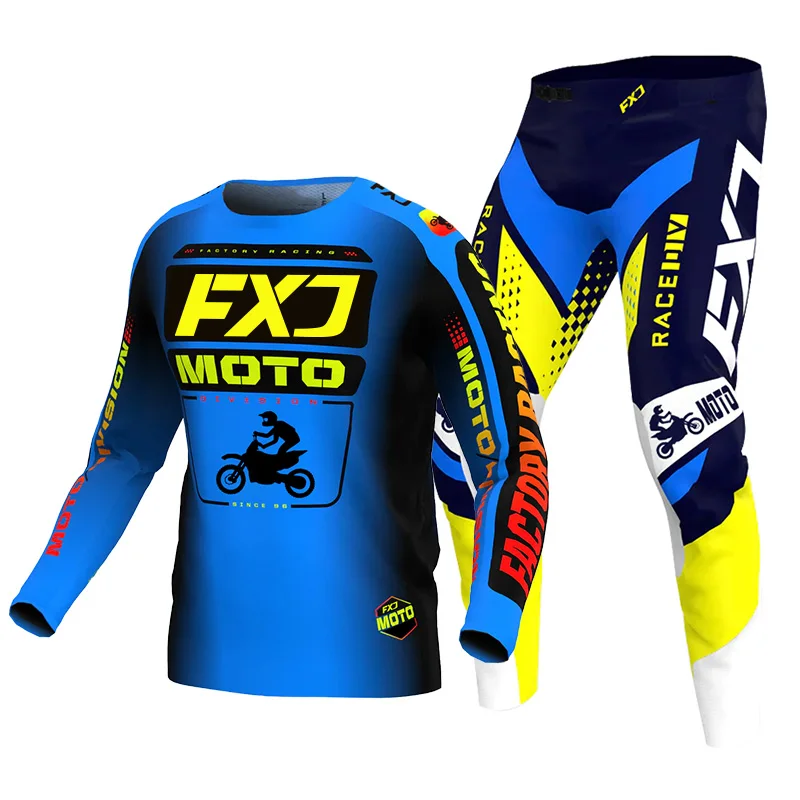 Motocross Jersey Pant Kits Mens Women Enduro MX MTB Motorcycle suit Off-road cross racing blue yellow black red green white