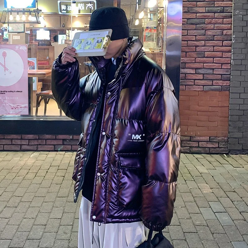 

Мужская утепленная хлопковая куртка на зиму 2023: свободный крой, с принтом, в корейском стиле, модная, с объемной текстурой, повседневная одежда