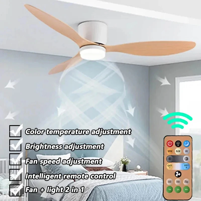 Modern LED Ceiling Fan With Silent Interior Bedroom Dining Room Ceiling Chandelier Light Home Deco