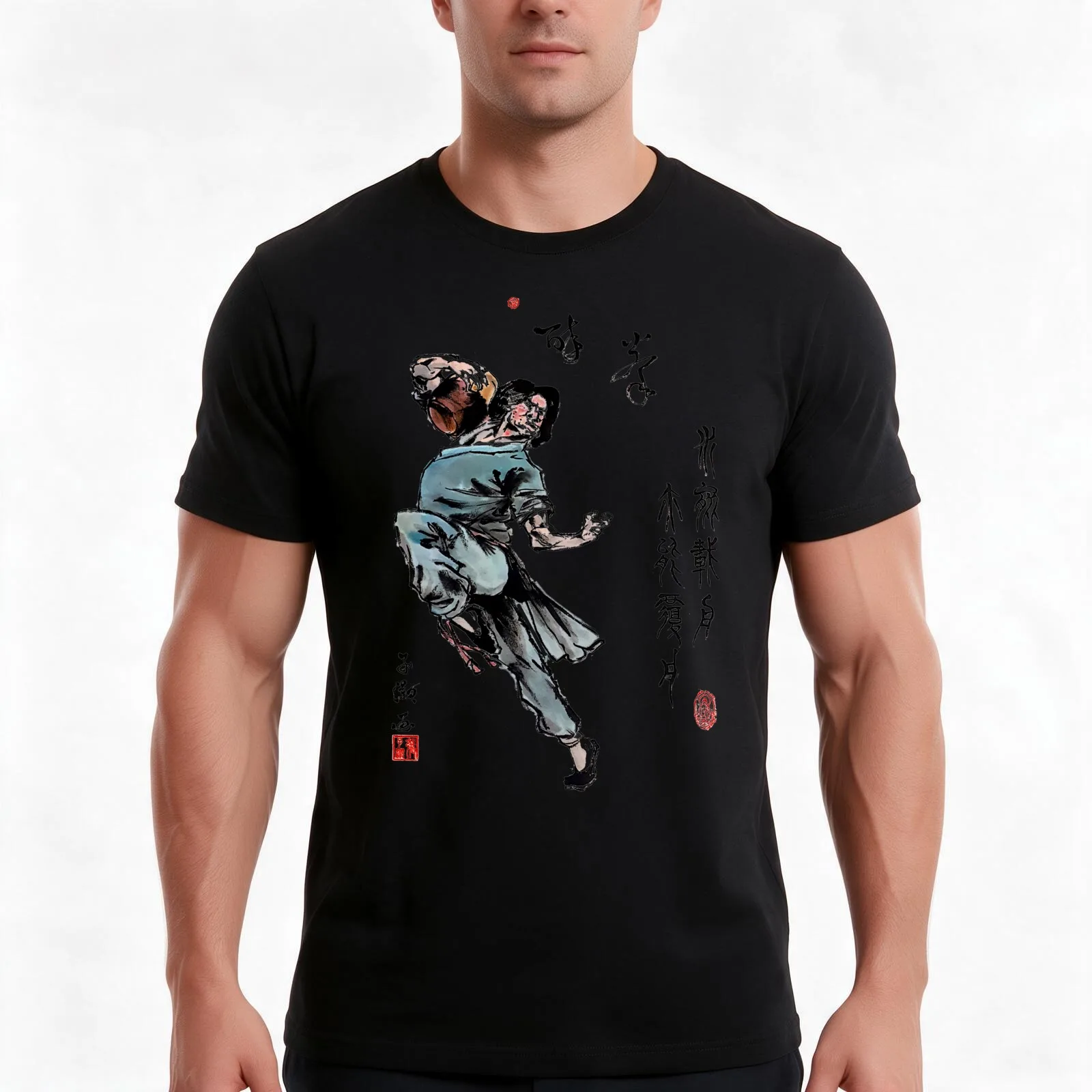Drunken Master T-Shirt Summer Casual Cotton Tee Oversized Streetwear Tops Vintage Graphic Print Loose Fit Short Sleeve