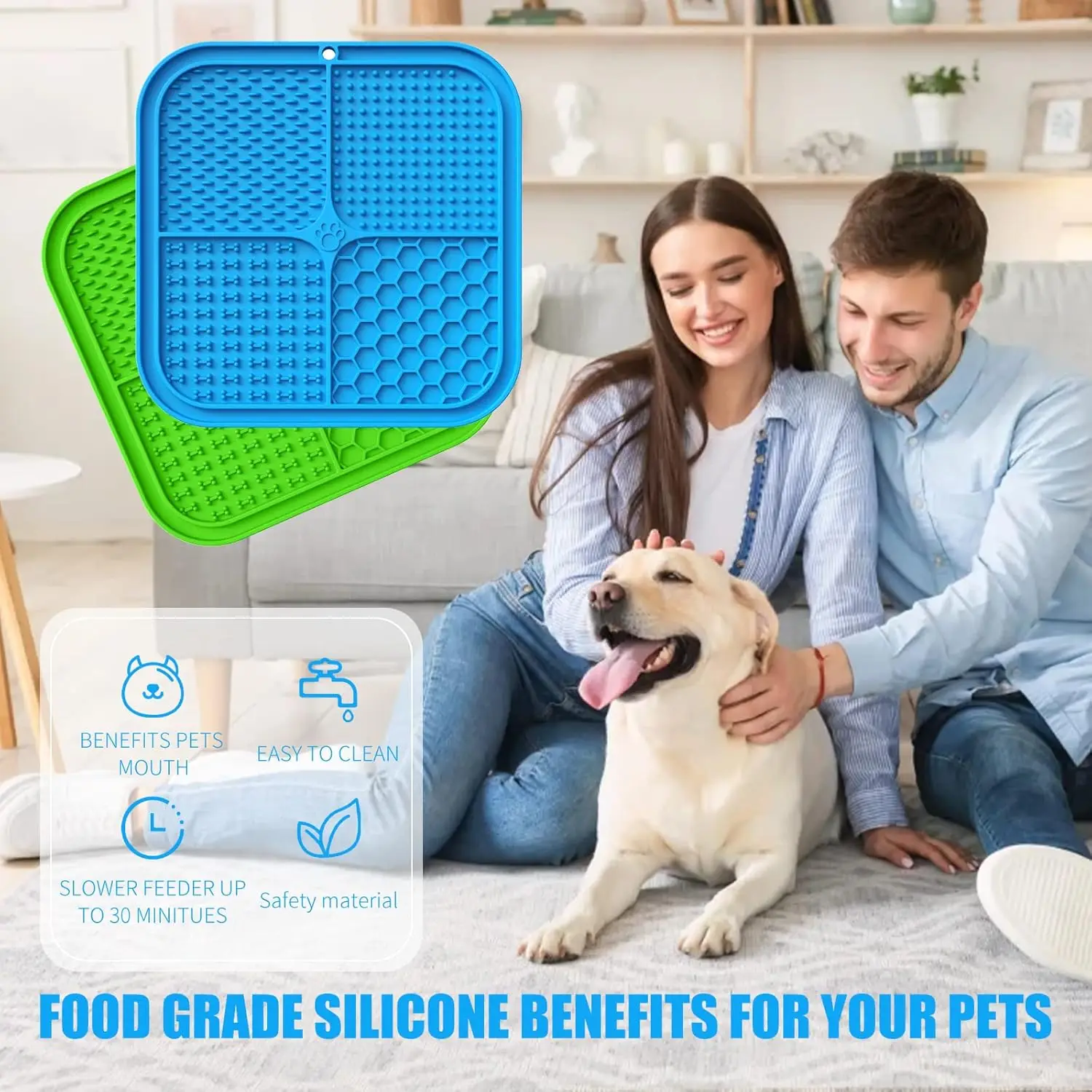 Pet Placemat Cat Slow Feeding Mat Dog Lick Mats Silicone Eating Slowly Food Pad Cats Dogs Grooming and Training Feeding Supplies