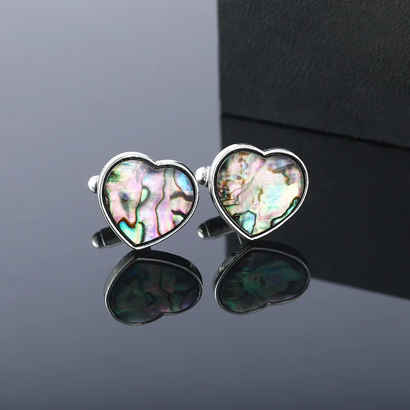 High Quality Fashion Abalone Fritillaria Cufflinks for Men\'s French Gradual Shell Square Metal Shirt Sleeve Studs Accessories