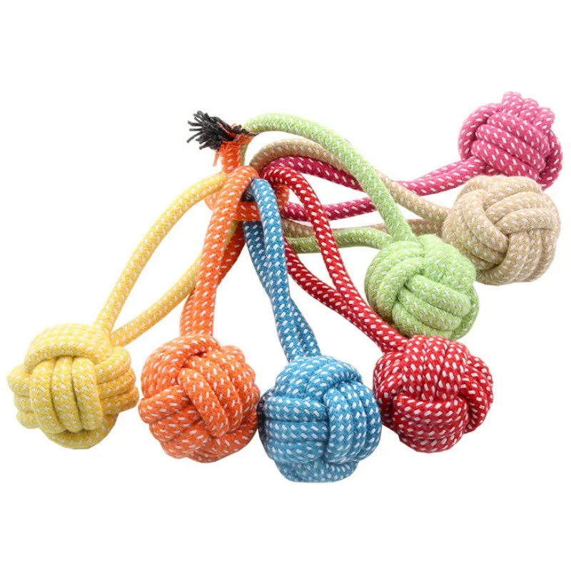 Dog Toys Cotton Rope Bite Resistant Dogs Toy Woven Ball Toys for Dog Teeth Cleaning Training Cotton Rope Interactive Dogs Toy