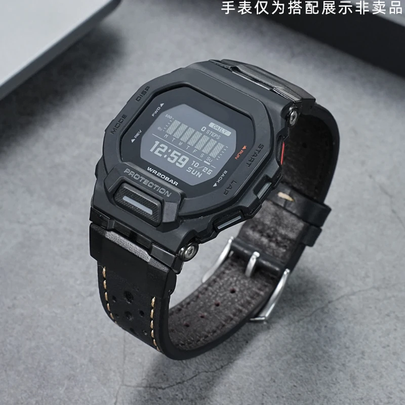 GBD-200 تعديل حزام ساعة جلدية ل كاسيو G-SHOCK GBD-200SM-1A5/6/UU-1/9 جلد البقر حزام الرجال سوار مقاوم للماء حزام الساعات
