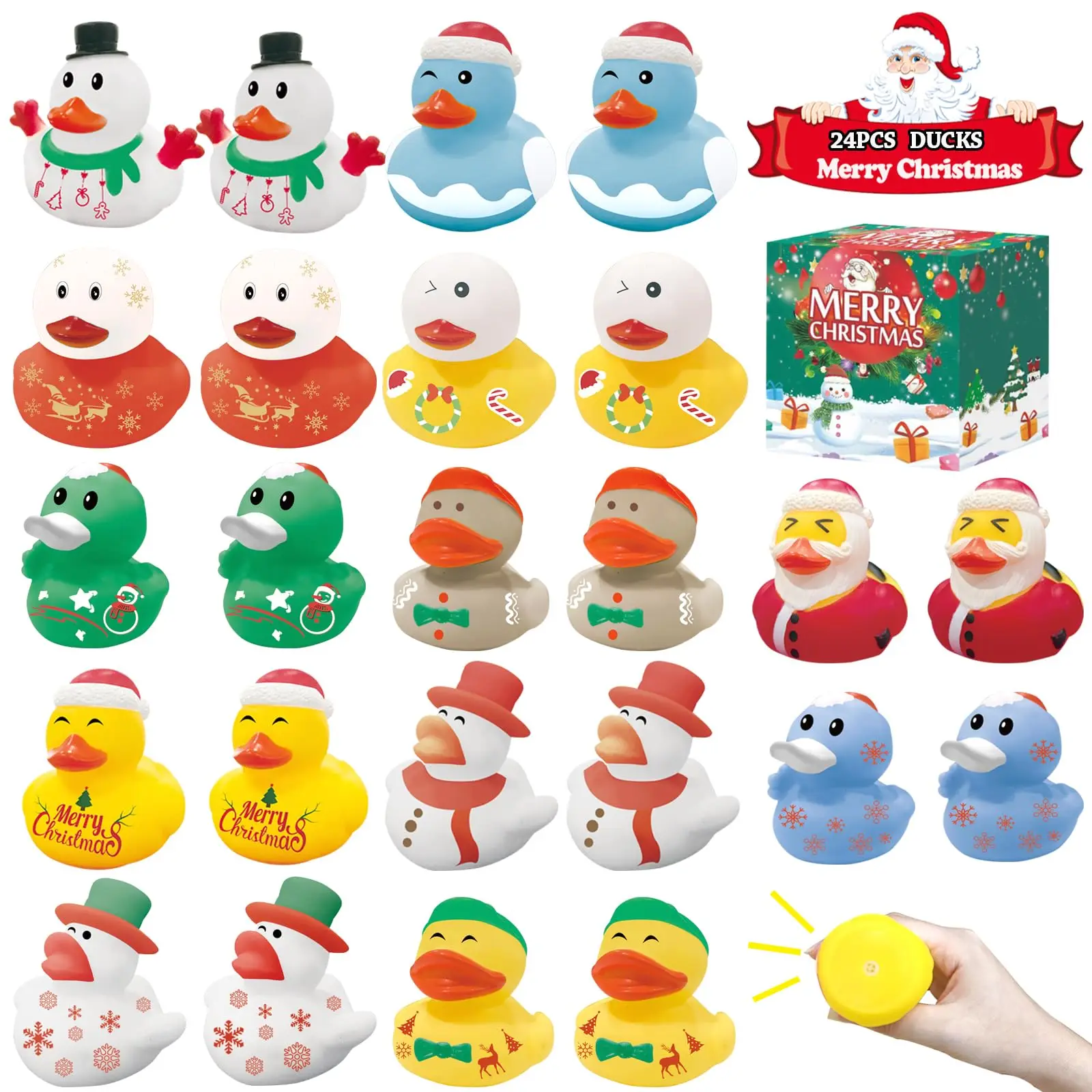 

Christmas Rubber Ducks,Cruise Ducks,Rubber Ducks for Christmas Party Favors,Tiny Ducks for Baby Bath Toys,Mini Ducks for Jeeps