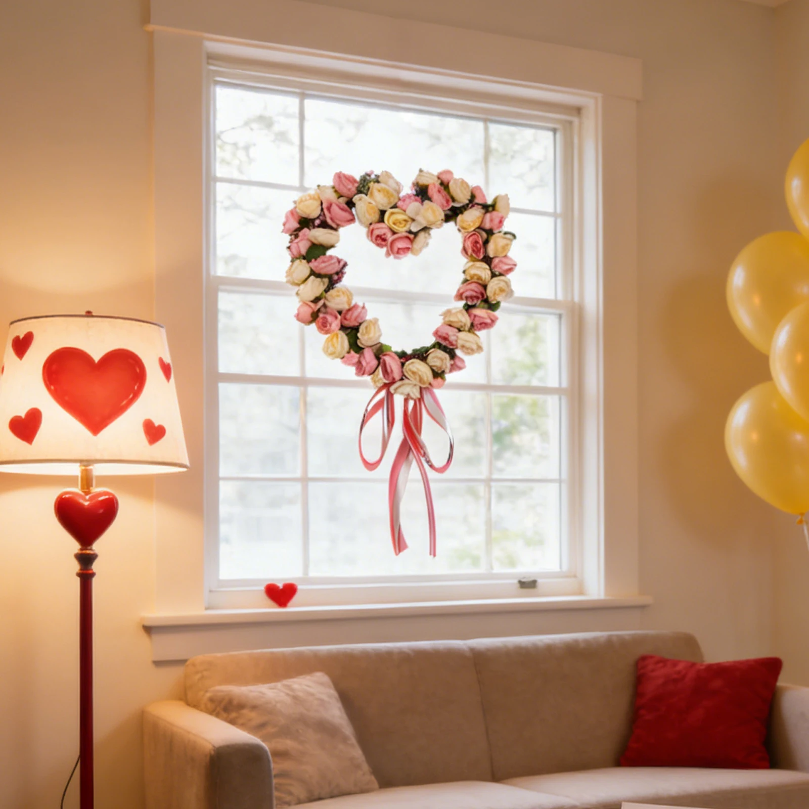 

Изысканный подвесной венок для Дня святого Валентина и свадеб, декоративные красные гирлянды, подвески в форме сердца, цветочный венок для украшения