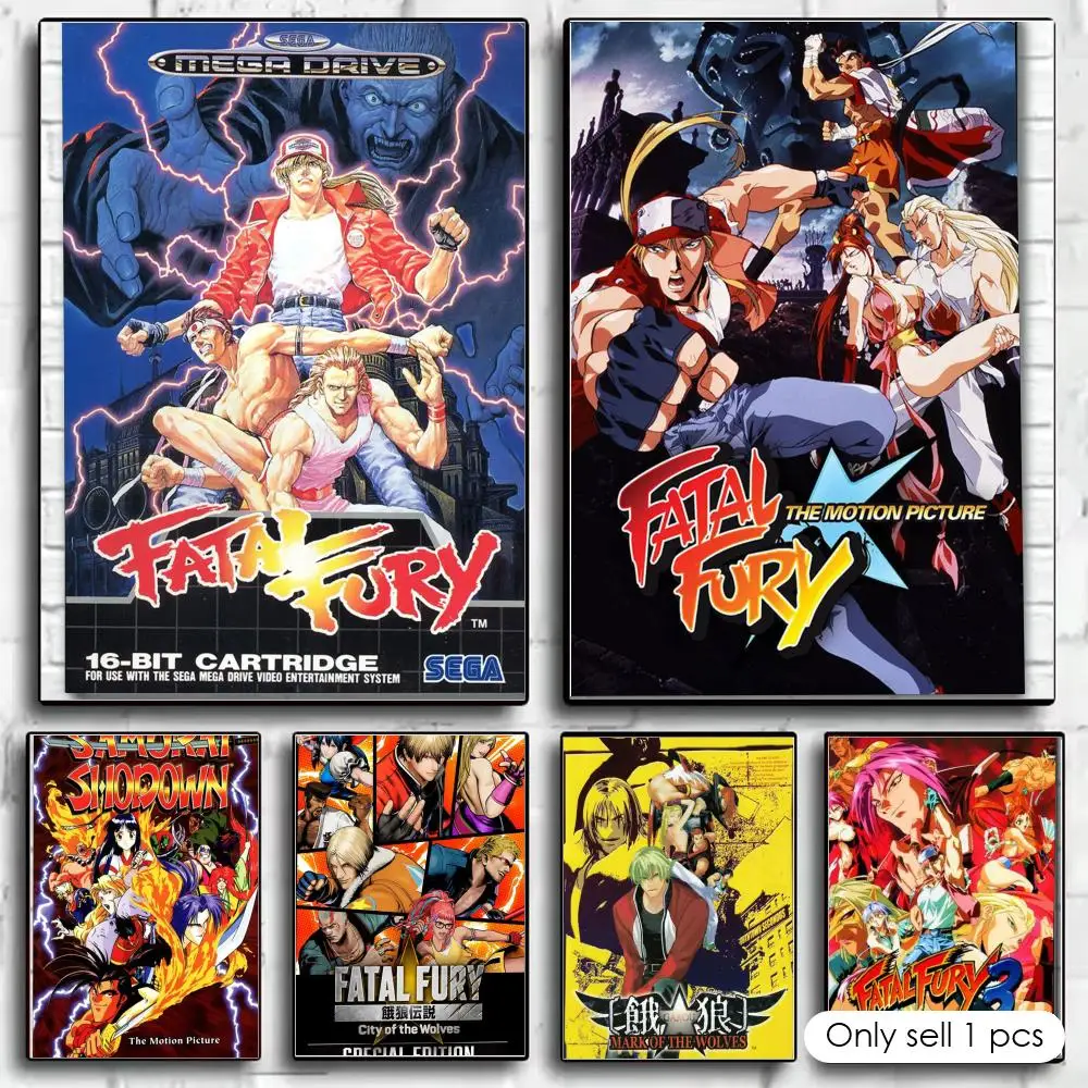 Fighting Game F-Fatal FuryS Poster Self-adhesive Painting with prints Home bedroom living room decoration