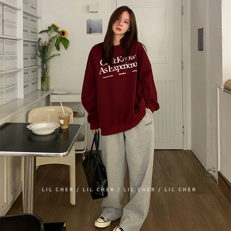 Vintage Pullover Sweatshirt Long Sleeves Y2K American Style Fashion Lazy Baggy Letter Printing Casual Tops 2022 Autumn Pullover