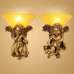 Angel Baby Kids Wall Lamp Sconces Gold LED Lighting Fixture for Living Room Bedroom Wall Mirror Light Art Home Luminaria Decor