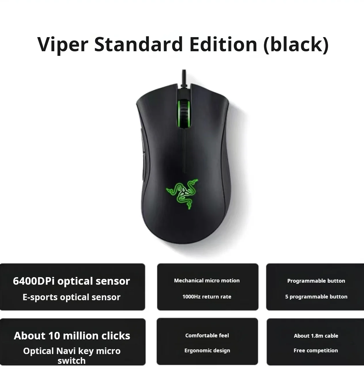 Razer DeathAdder Essential Wired Gaming Mouse / Wired Mice 6400DPI 5 Independently Buttons For Laptop PC Gamer