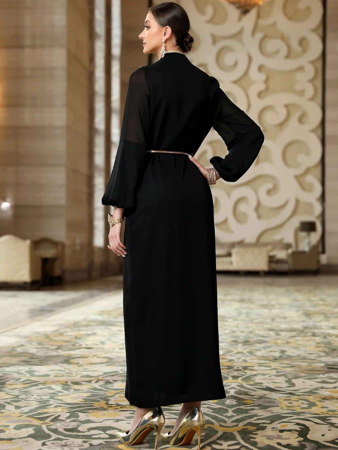 Autumn Muslim Party Dress for Women Abaya Ramadan Eid Diamond Jalabiya Elegant Long Dresses Woman Lace-up Vestidos Robe 2023